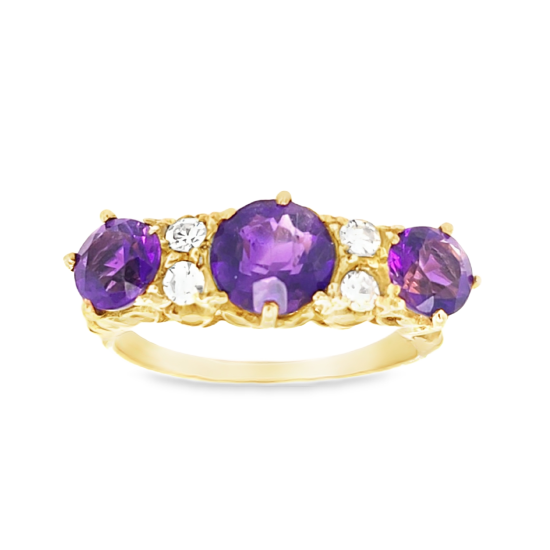 Pre Owned 18ct Amethyst and Diamond Ring ZU296